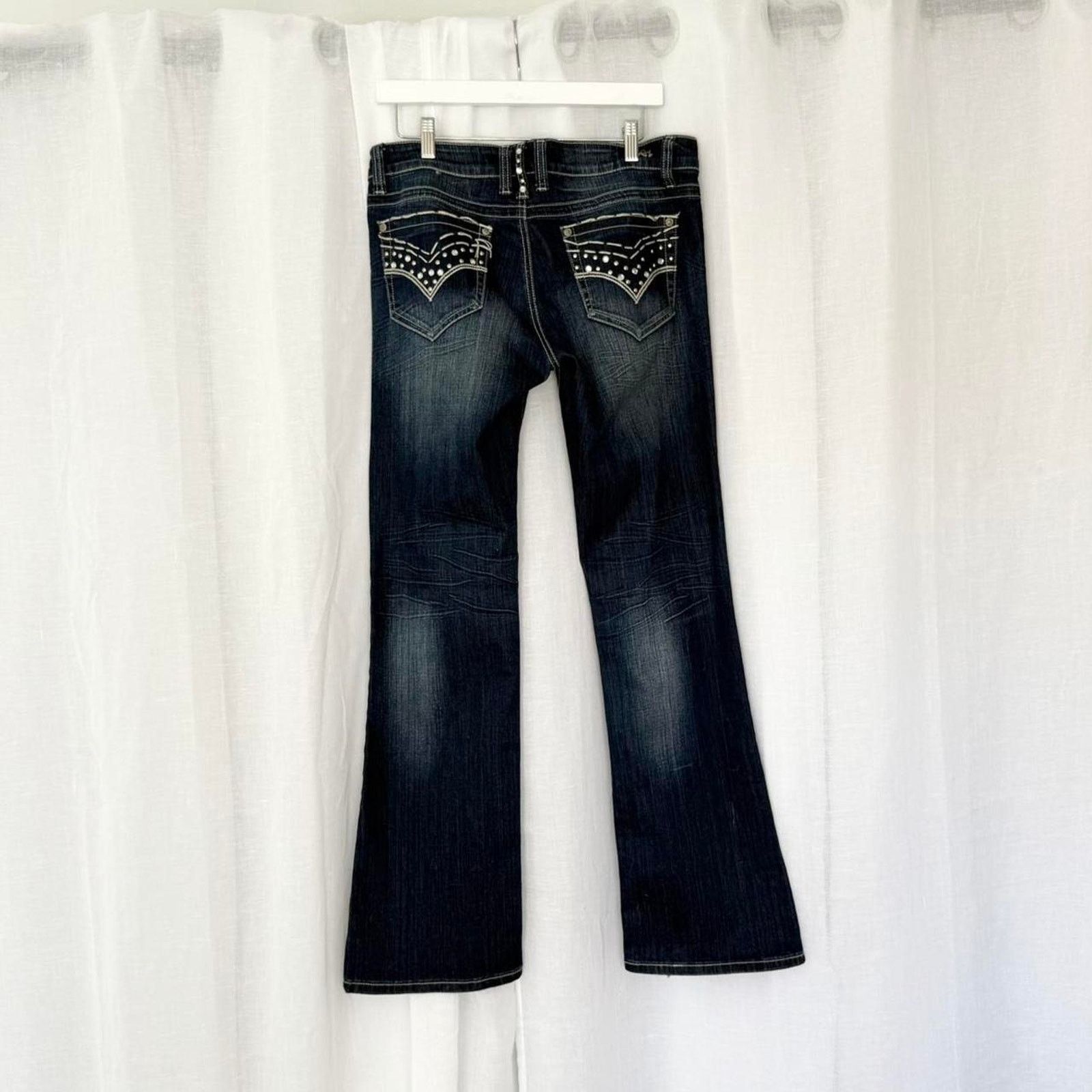 Vintage ✿ y2k studded flare jeans low rise dark wash bootcut ✿ Size 34" / US 12 / IT 48 - 4 Thumbnail