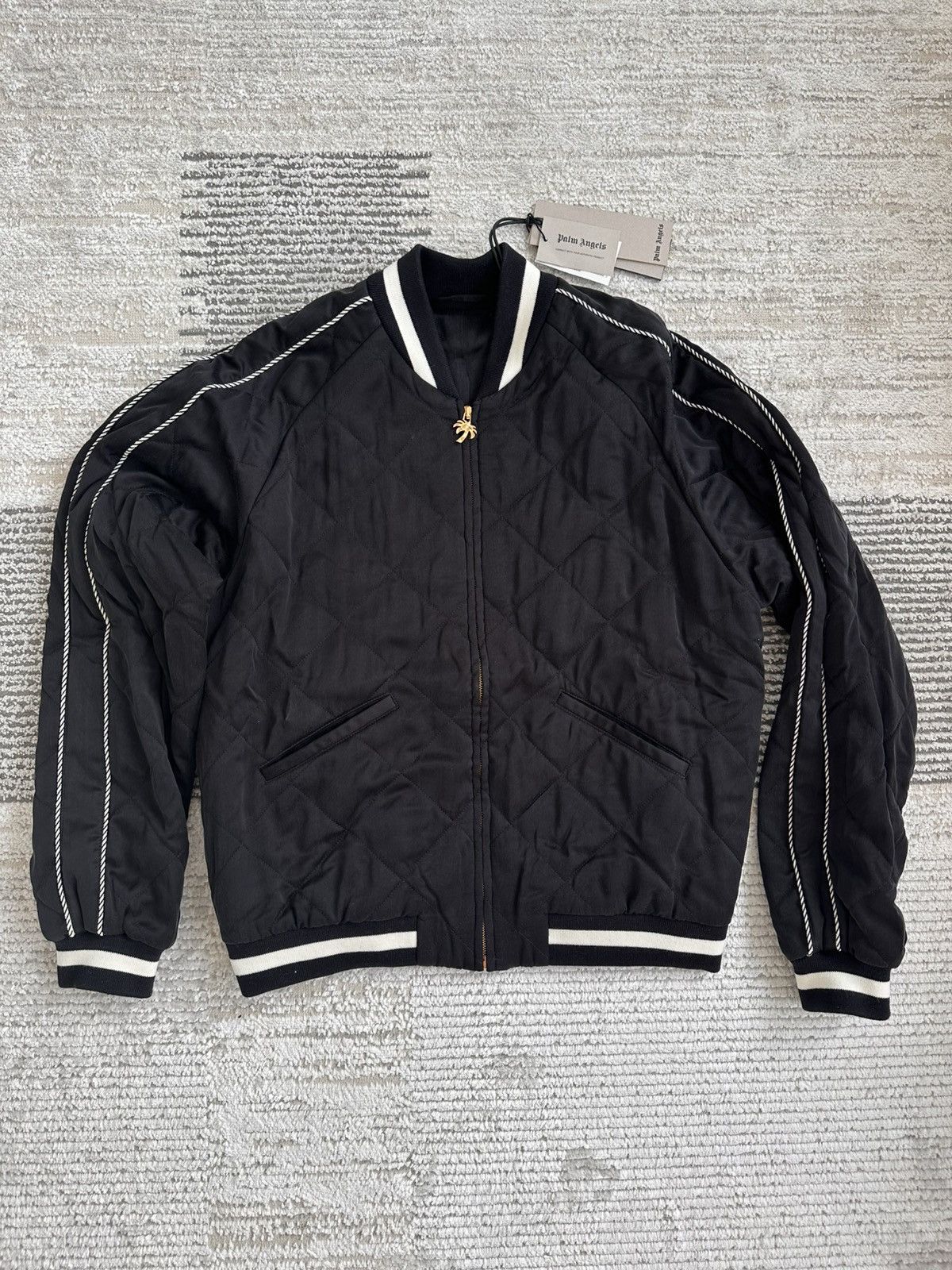 Authentic Palm Angels Paris Souvenir Black Bomber Jacket