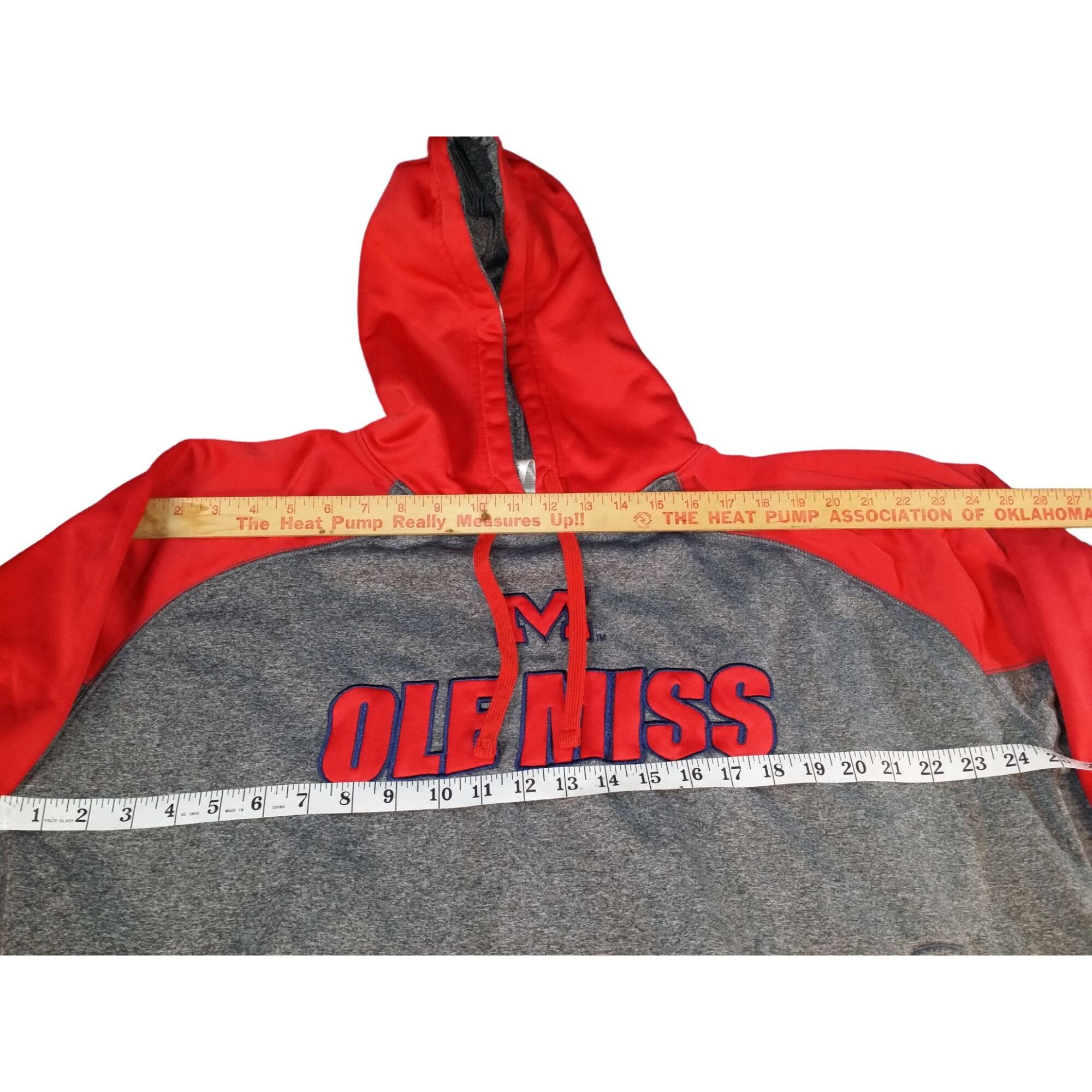 NCAA Ole Miss Rebels Hoodie Men Sz XL Gray Red Pullover Embroider Size US XL / EU 56 / 4 - 5 Thumbnail