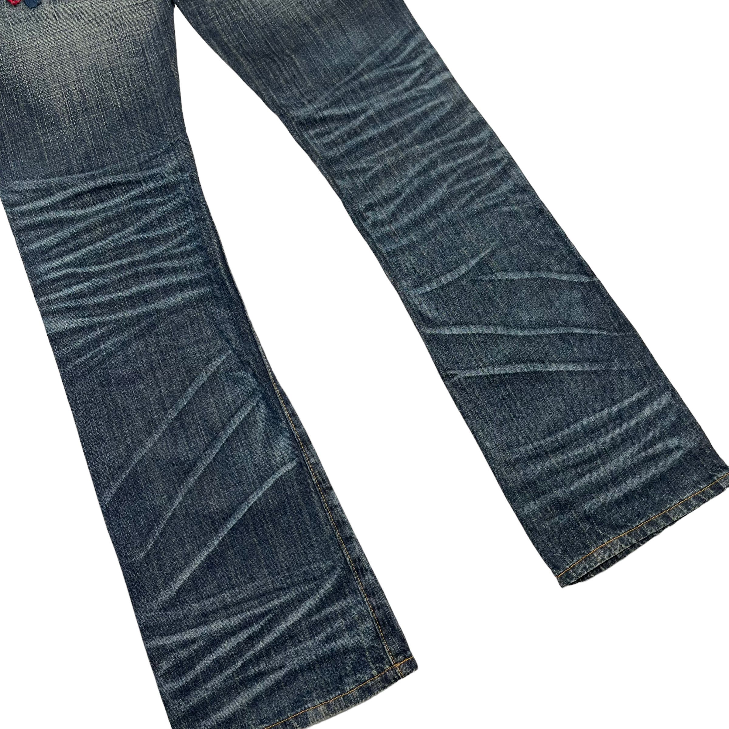 14th Addiction × If Six Was Nine × KMRii Flare Punk Sick Distressed Washed Japanese Denim Pants Size US 30 / EU 46 - 9 Thumbnail