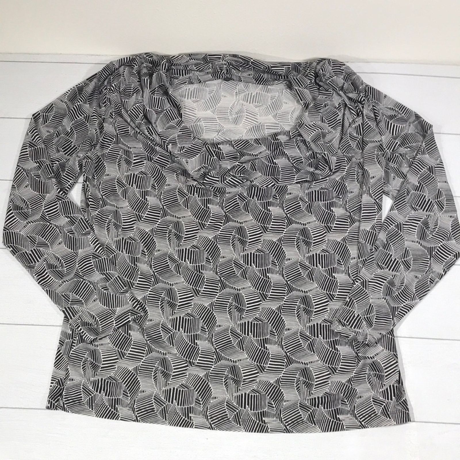 Other AK Ann Klein Black and White Long Sleeve Shirt Size 1X Size XL / US 12-14 / IT 48-50 - 1 Thumbnail