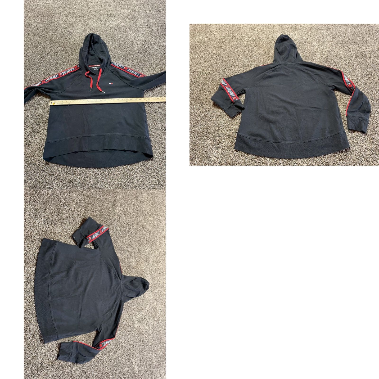 Tommy Hilfiger Tommy Hilfiger Womens Hoodie Crop Pullover Sport Size XL Black Red Size XL / US 12-14 / IT 48-50 - 8 Thumbnail