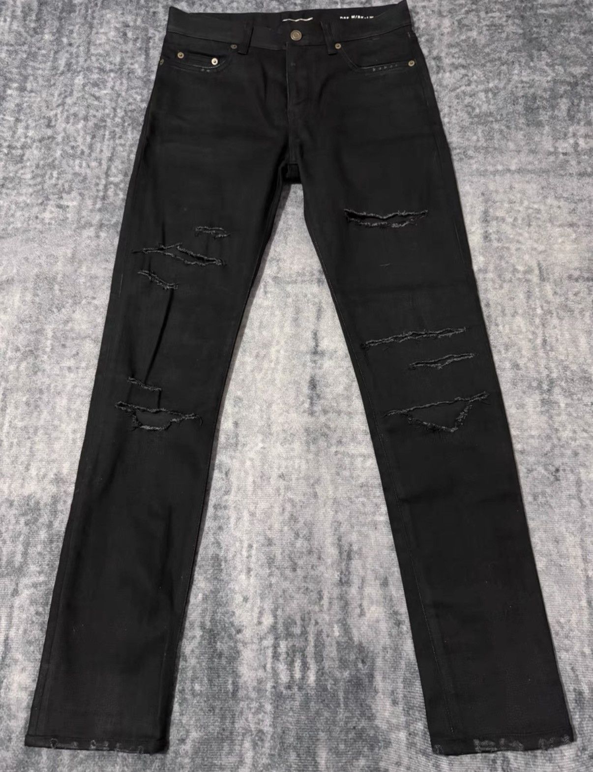 Saint Laurent Paris SLP) 15FW Coated Waxed Heavy Distressed Denim Jeans Size US 29 - 1 Thumbnail