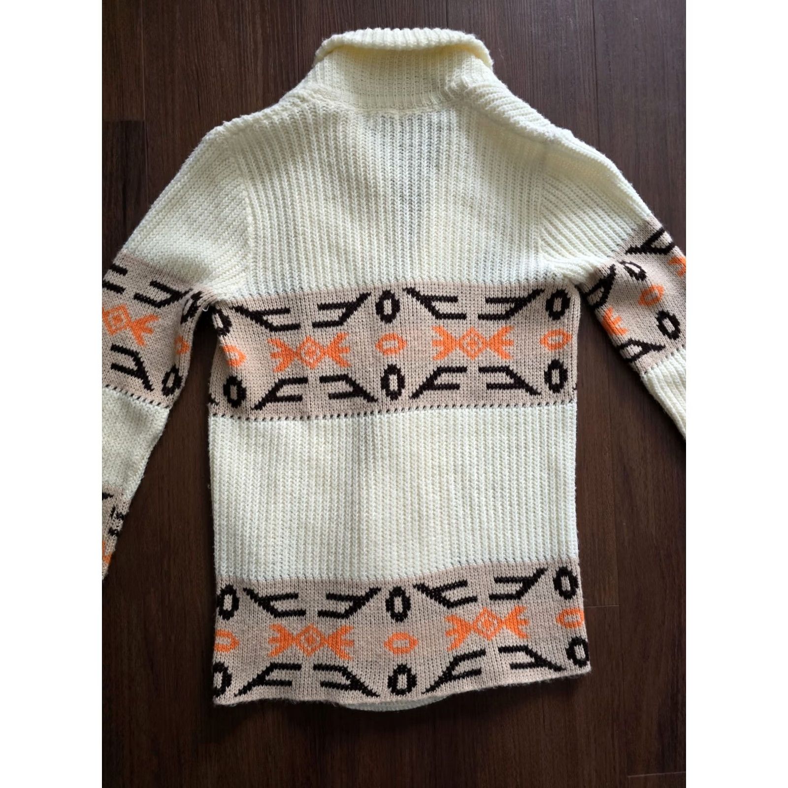 Vintage VINTAGE 70s Aztec Southwestern Sweater Unisex M Beige Acrylic long sleeve Boho Hippie Union Made Unbranded Mens Womens Girls Boys Size US M / EU 48-50 / 2 - 7 Thumbnail