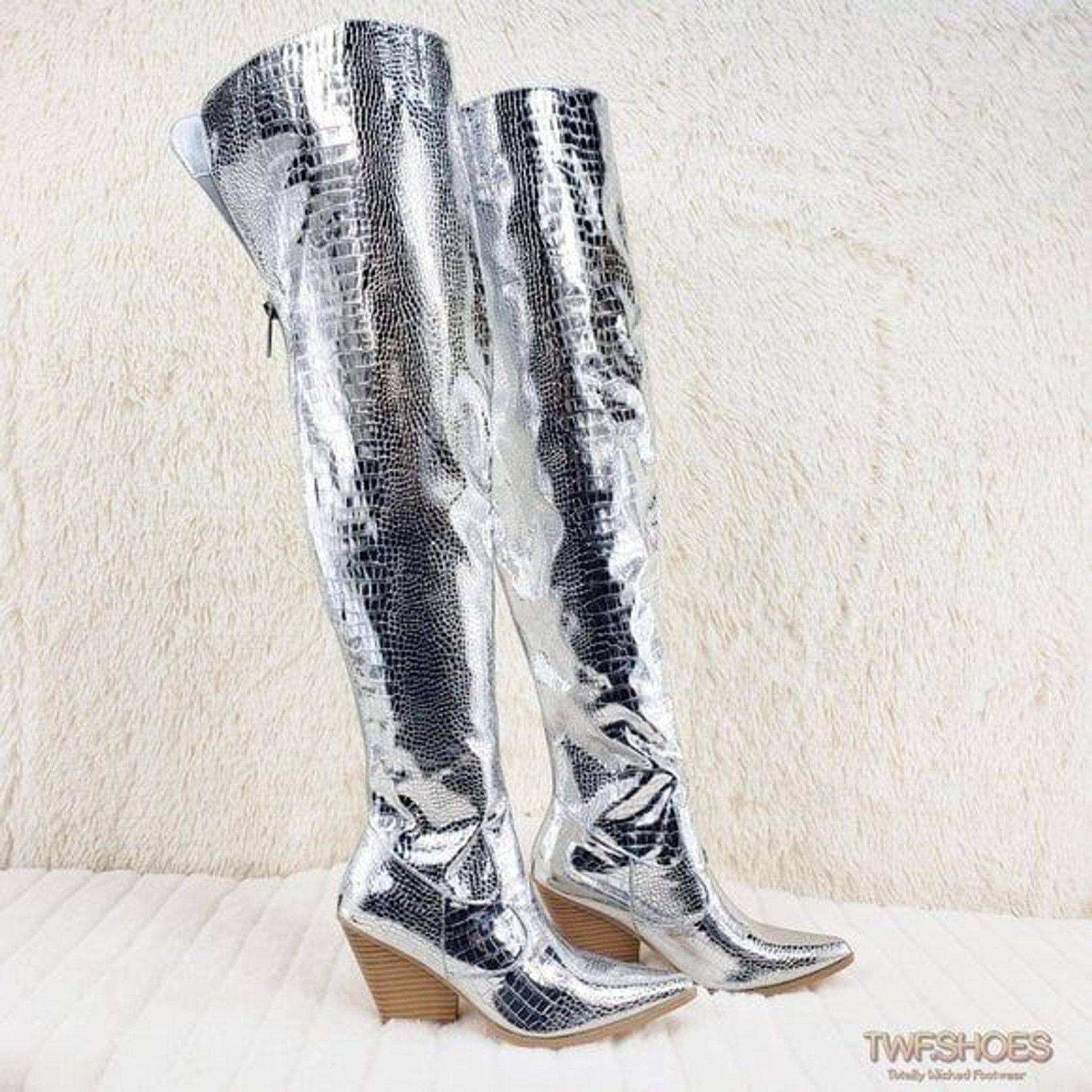 Other Size 6.5 Centura Silver Country Western thigh high Cowgirl B Size US 6.5 / IT 36.5 - 9 Thumbnail