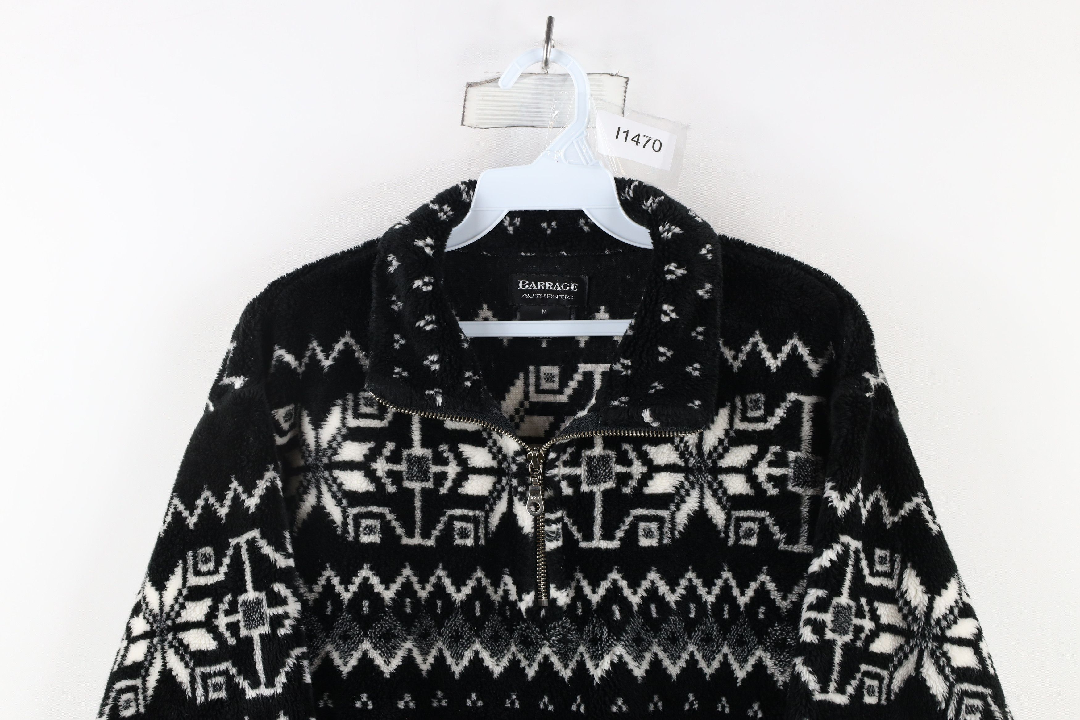Vintage Vintage 90s Streetwear Fair Isle Fleece Half Zip Sweater Size M / US 6-8 / IT 42-44 - 2 Thumbnail