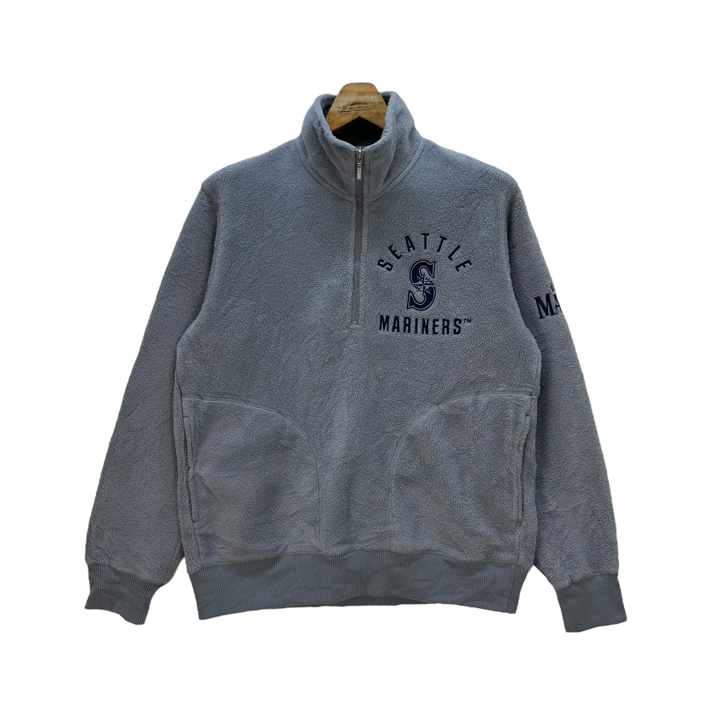 image of Mlb Seattle Mariners Half Zip Turtle Neck Fleece 9032-50 in Grey, Men's (Size Large)