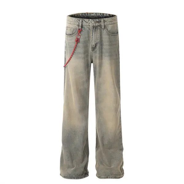 Japanese Brand VIBE Side chain washed distressed loose straight jeans Size US 32 / EU 48 - 1 Thumbnail