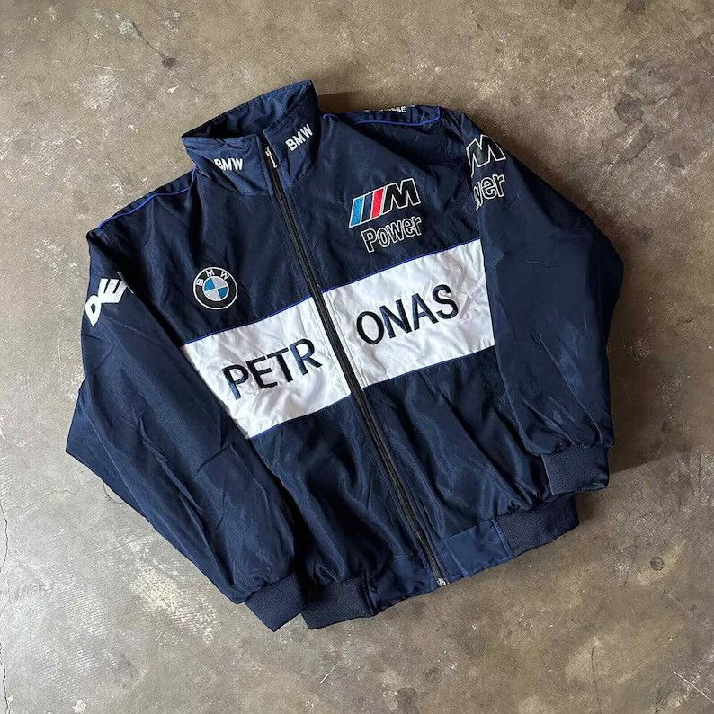 Brand new BMW navy embroidered cotton padded jacket- f1