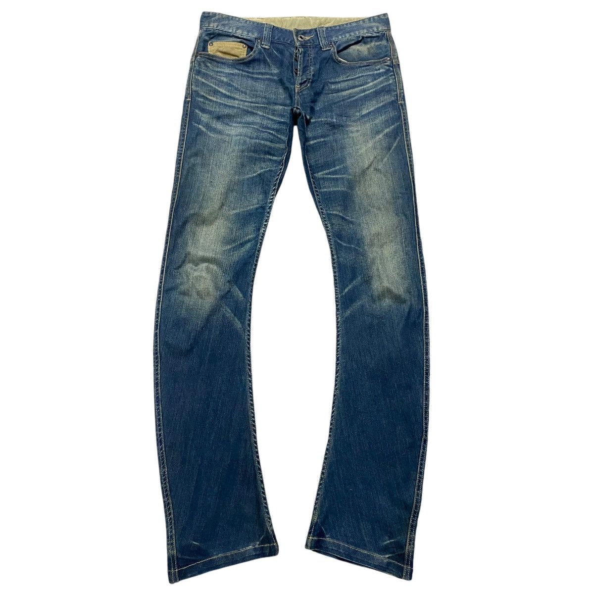 5351 POUR LES HOMMES 5351 Pour Les Hommes Curve Leg Denim Low Flare Jeans Size US 32 / EU 48 - 1 Thumbnail