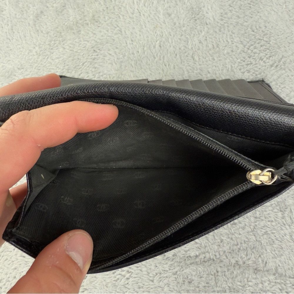 Chanel CHANEL Coco Button Leather Long Bifold Wallet Black 100% Au Size ONE SIZE - 8 Thumbnail