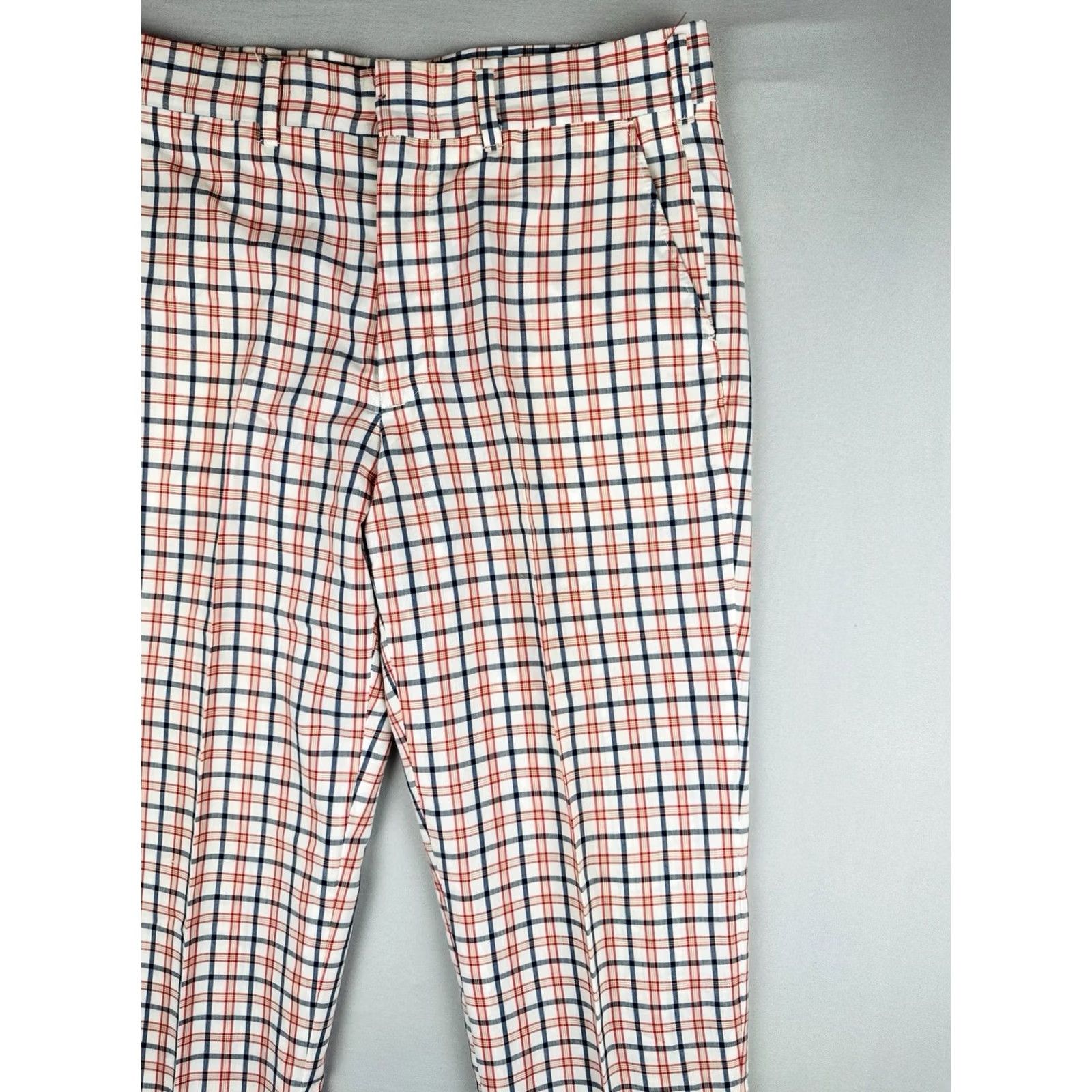 Sears VINTAGE Sears Kings Road Plaid Pants Perma-Prest 34x30 1970s Blue Disco Straight Leg Mens Size US 34 / EU 50 - 5 Thumbnail