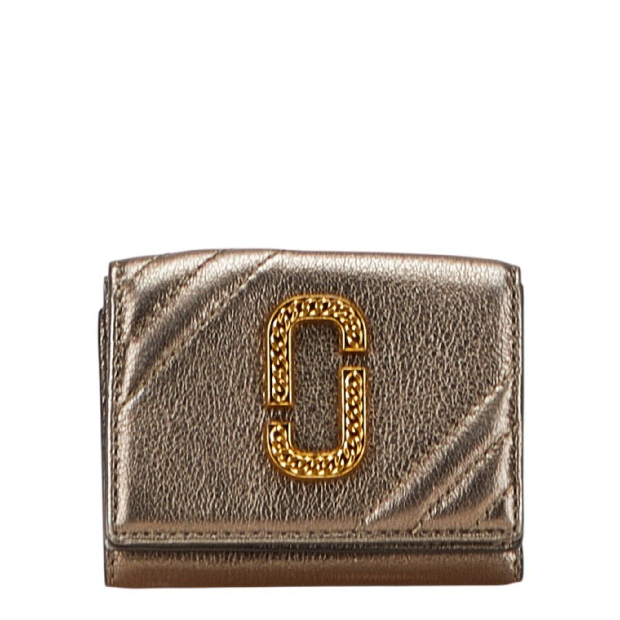 Marc Jacobs Marc Jacobs The Glam Shot Tri-fold Wallet, Gold Leather, Women's, MARC JACOBS Size ONE SIZE - 1 Thumbnail