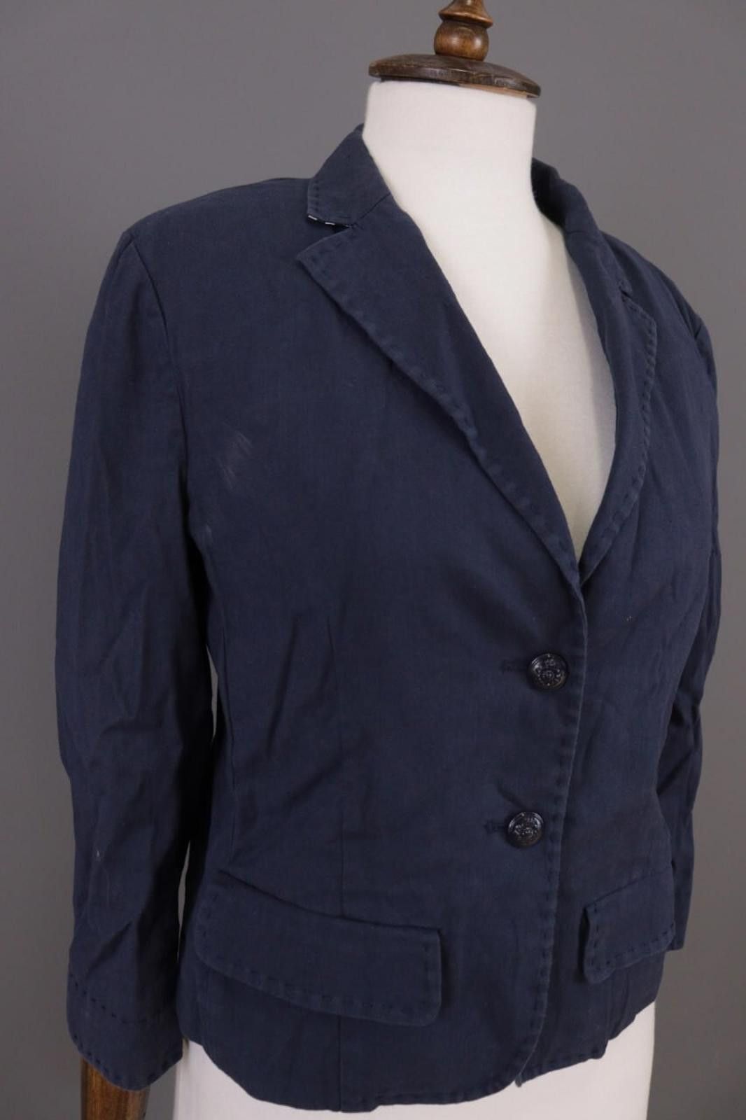Designer Philosophy Di Alberte Ferretti Blue Linen Jacket Size USA 10 Size L / US 10 / IT 46 - 6 Thumbnail