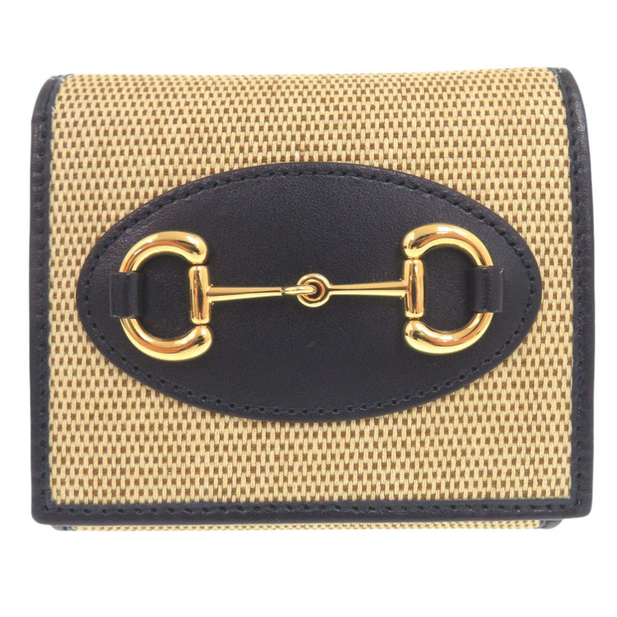 Gucci Like new Gucci Horsebit 621891 canvas/leather beige bifold wallet 0394 GUCCI Size ONE SIZE - 1 Thumbnail