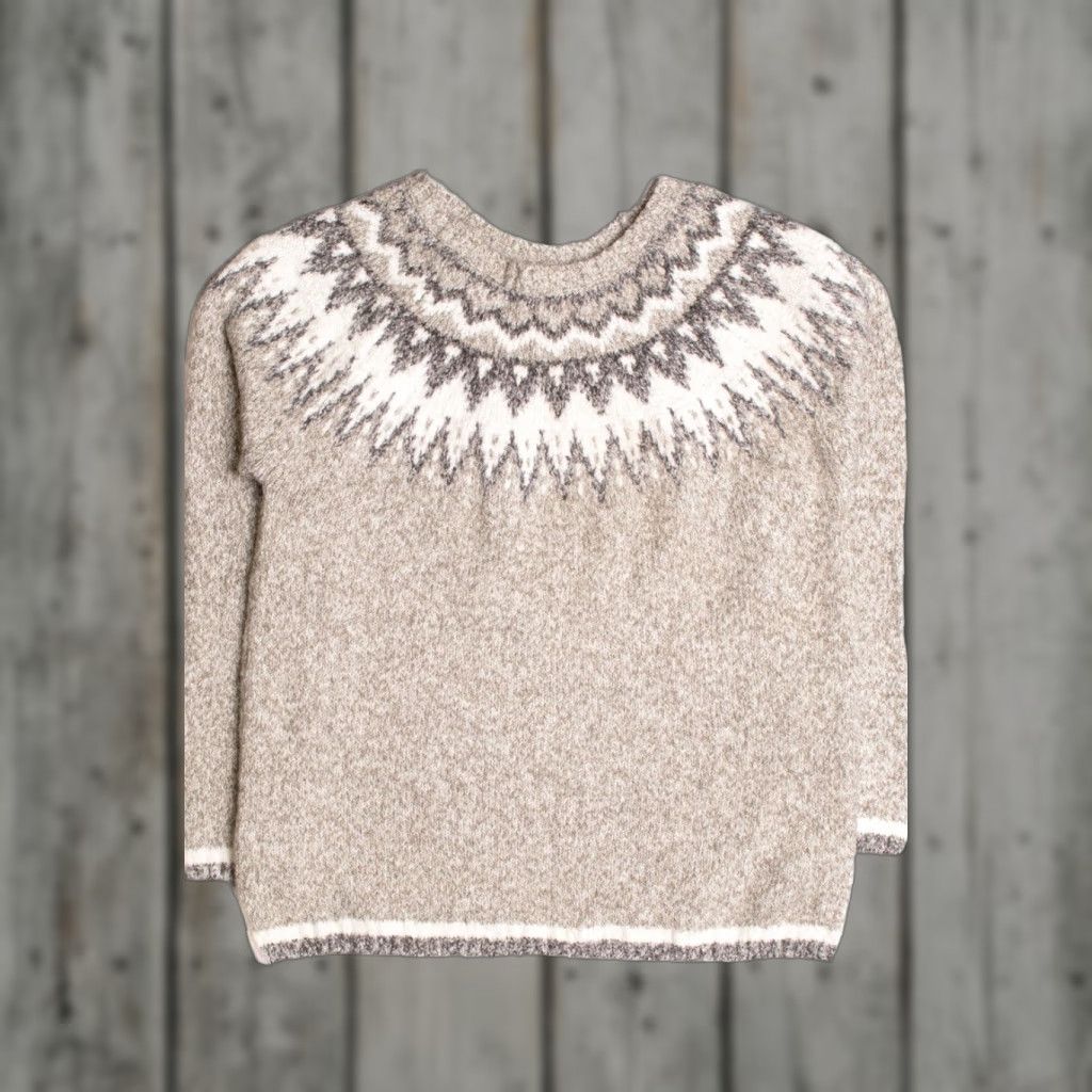 X-LARGE VINTAGE Wind River Fair Isle Sweater X-Large Gray Nordic Knit Pullover 1061 Size XL / US 12-14 / IT 48-50 - 1 Thumbnail