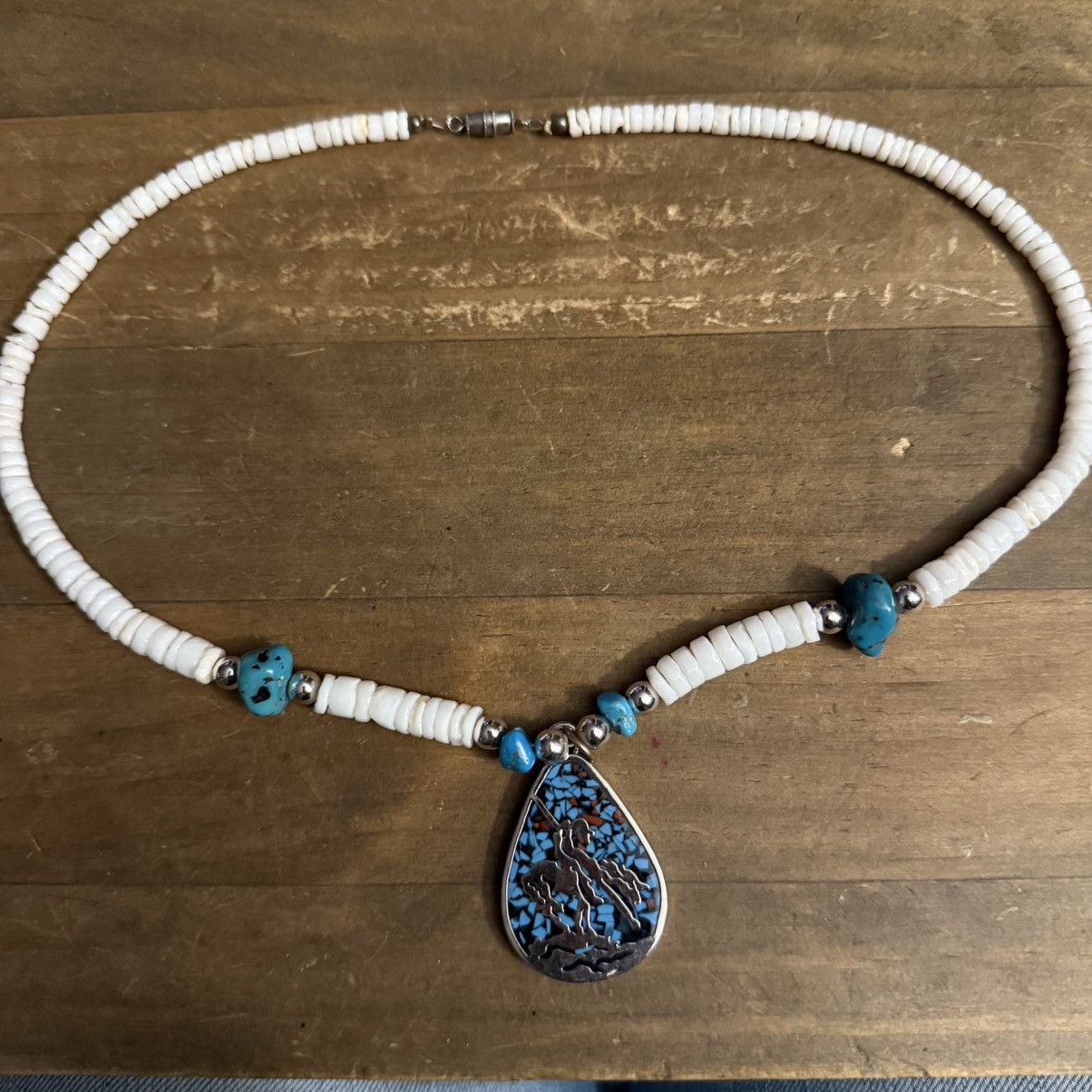 Vintage Vintage Native American heshi shell bead pendant necklace Size ONE SIZE - 2 Thumbnail