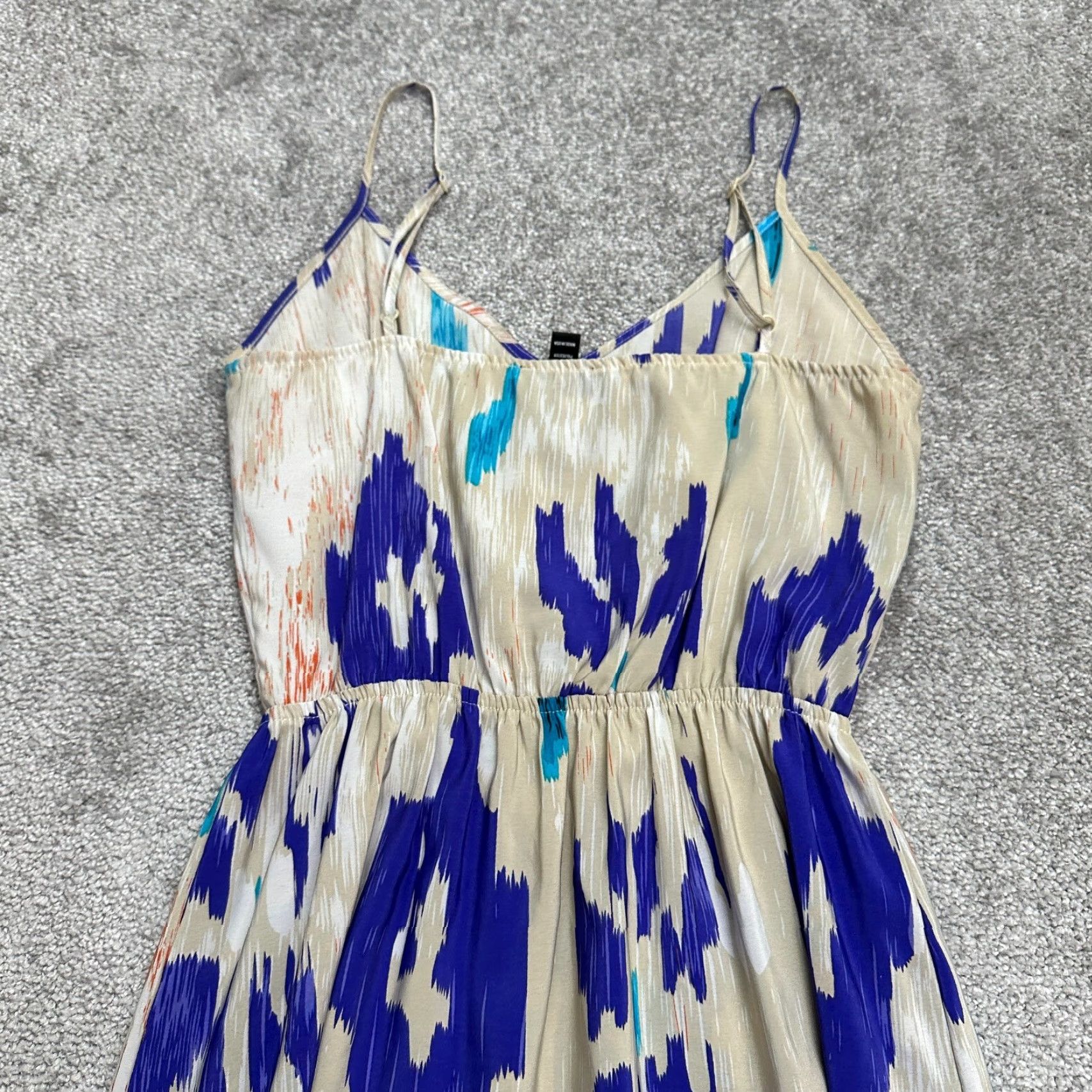 AQUA Aqua Dress Maxi Womens S Blue Geometric Strappy Sleeveless V-Neck Knit Polyester Pleated Lightweight Vintage No Size S / US 4 / IT 40 - 3 Thumbnail