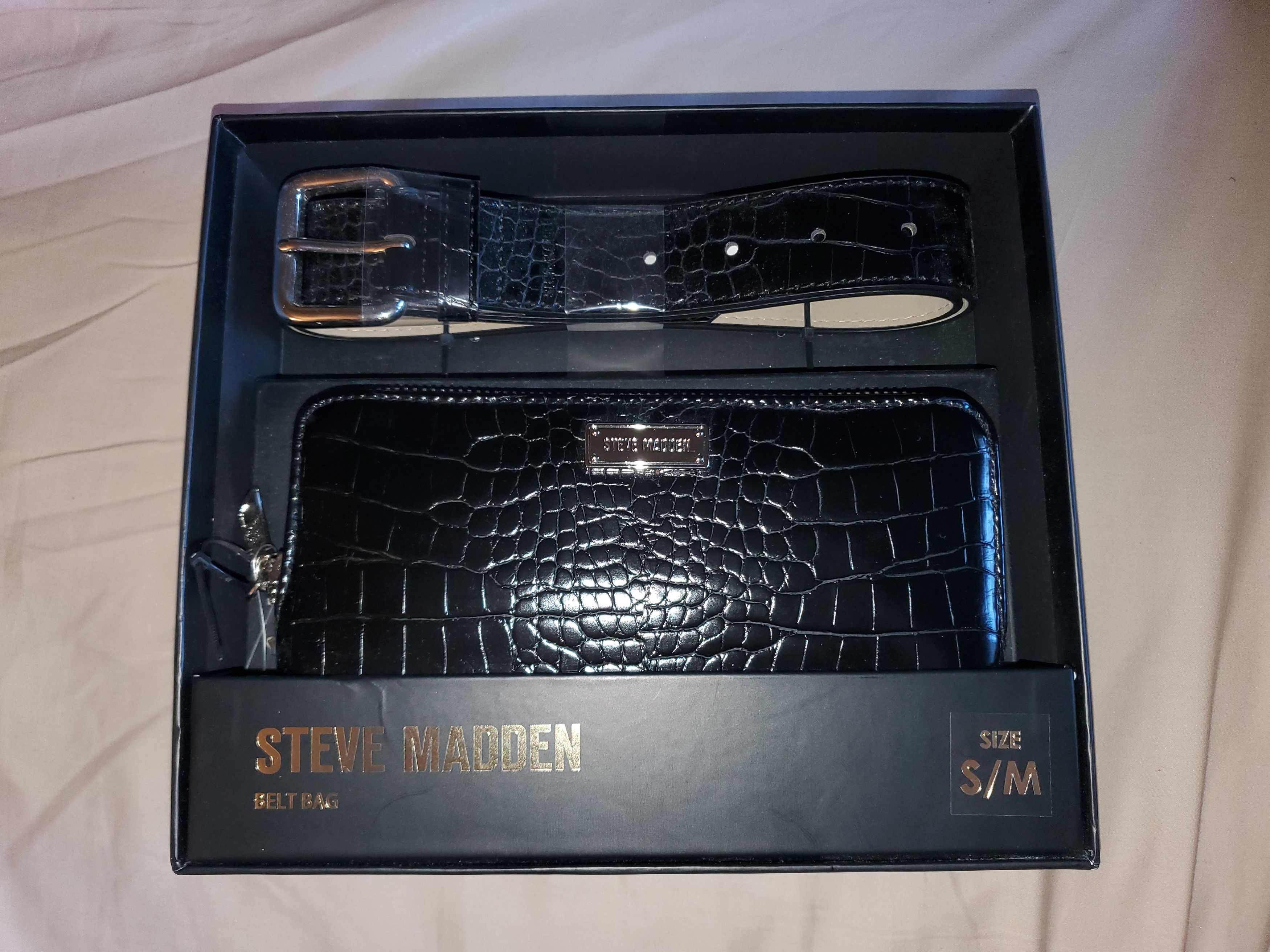 Steve Madden *New in Box* Black Croc-Embossed Belt Bag Combo-size S/M Size ONE SIZE - 1 Preview