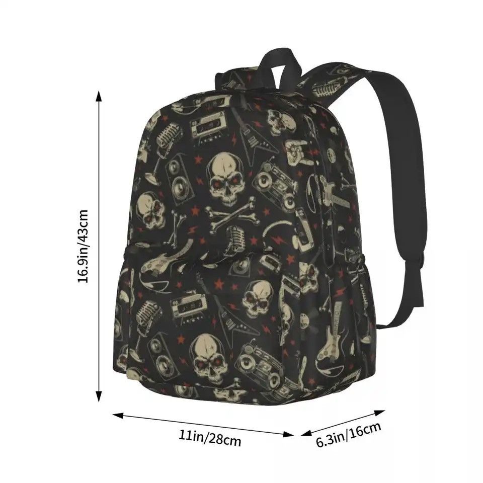 Other Skull Backpack Rock Grunge Punk University Backpacks Size ONE SIZE - 4 Thumbnail