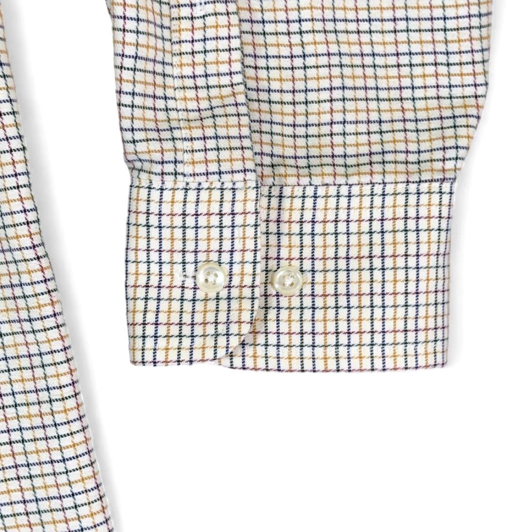 Arrow VINTAGE Arrow Dress Shirt Adult EXTRA LARGE Windowpane Plaid 80s Oxford USA Made Size 46R - 6 Thumbnail