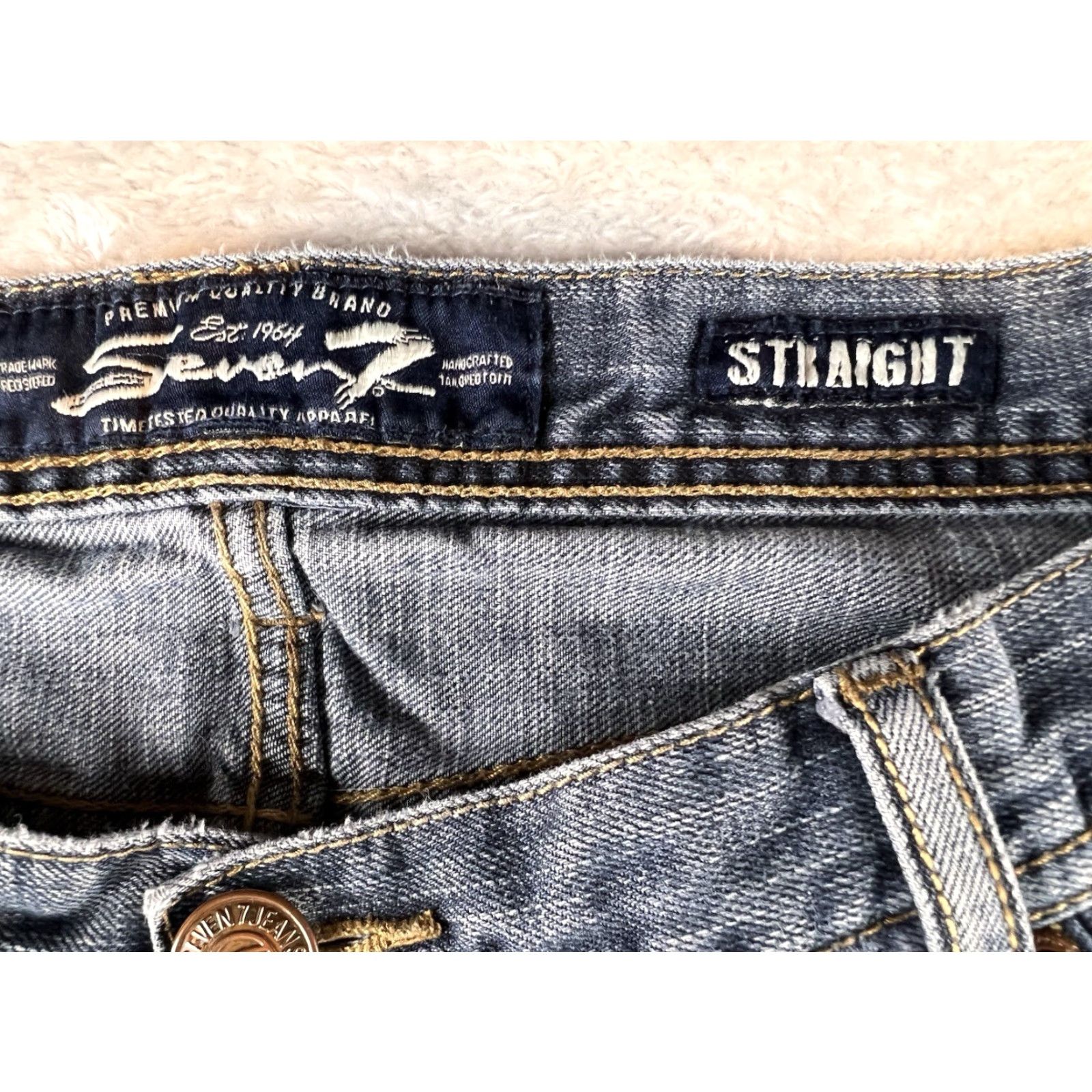 Vintage Seven7 Straight Jeans Mens 38X32 Blue Faded Embroidered Logo Y2K Vintage? No Size US 38 / EU 54 - 7 Thumbnail