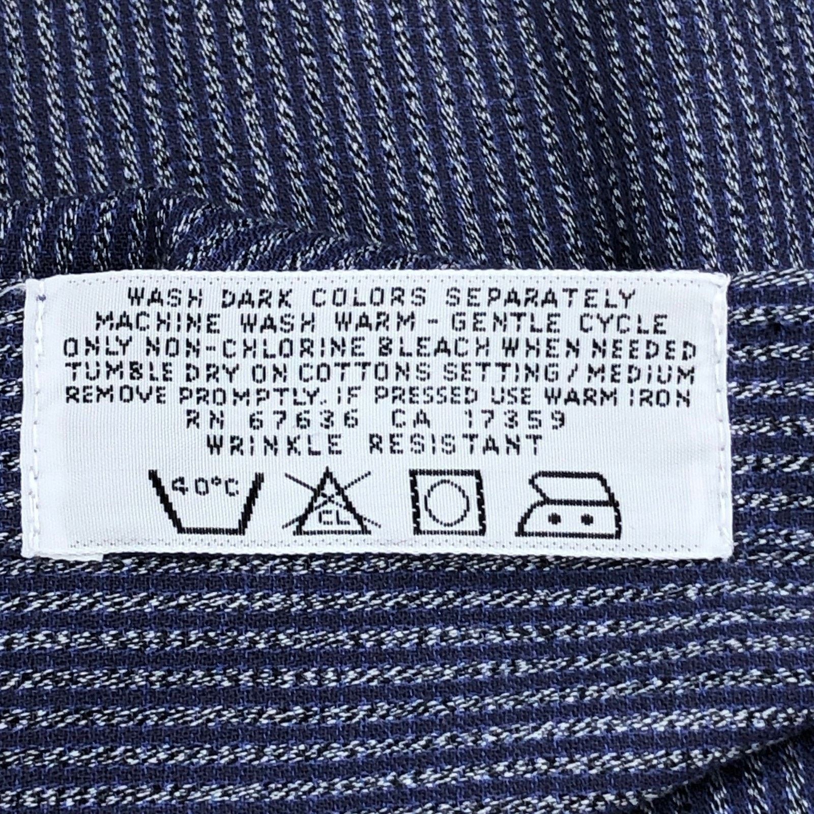 Yves Saint Laurent Yves Saint Laurent Shirt XL 17 34-35 Navy Vertical Stripe Size US XL / EU 56 / 4 - 15 Thumbnail