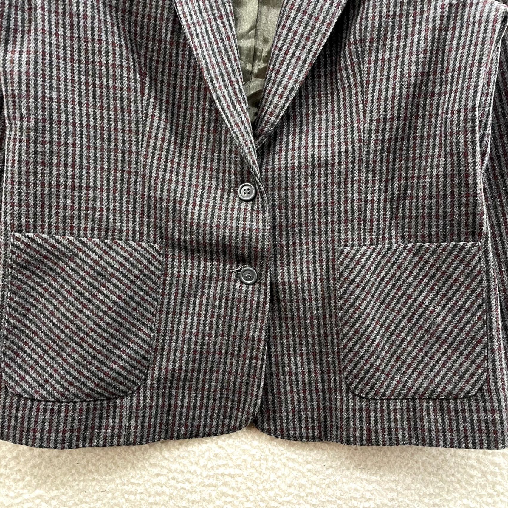 Vintage VINTAGE 90s Blazer Jacket 16 Womens Grey Plaid Wool Blend Preppy Dark Academia Present Tense Suit Jacket/Blazer Mens Womens Girls Boys Size XXL / US 16-18 / IT 52-54 - 4 Thumbnail