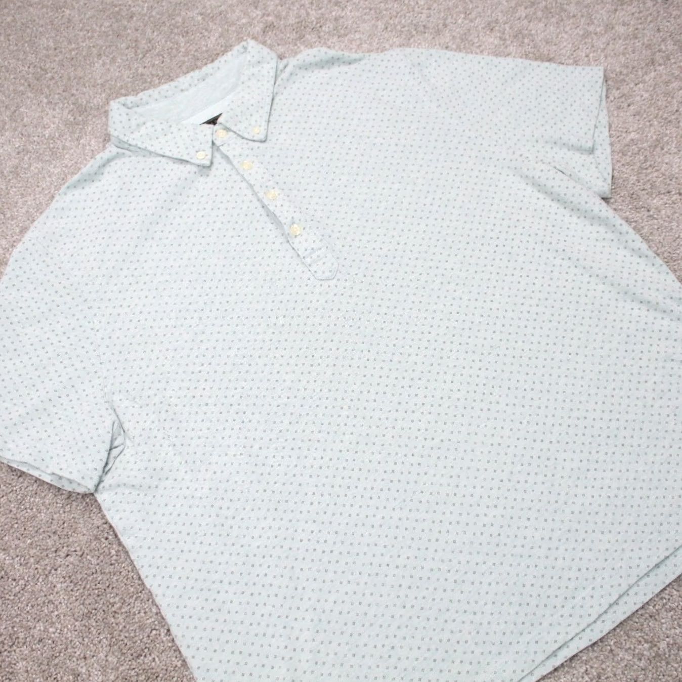 Jos. A. Bank Jos. A. Bank Polo Shirt Men XL Blue Geometric Cotton S/S Button-Down Short Sleeve 100% Cotton Regular Fit Classic Sportsman Model Size US XL / EU 56 / 4 - 6 Thumbnail