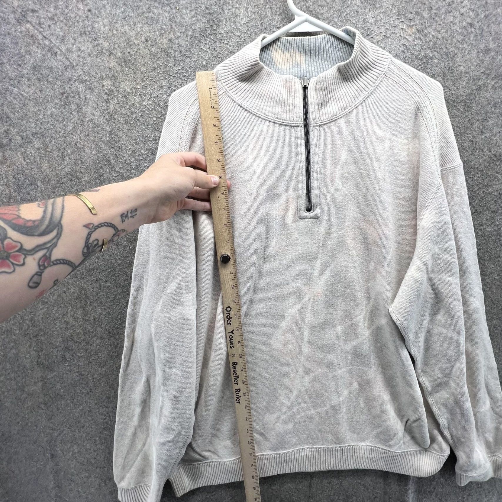 Tommy Bahama Tommy Bahama Sweatshirt Mens XL Gray 1/4 Zip Fleece Pullover Pockets Bleach Dye Size US XL / EU 56 / 4 - 6 Thumbnail
