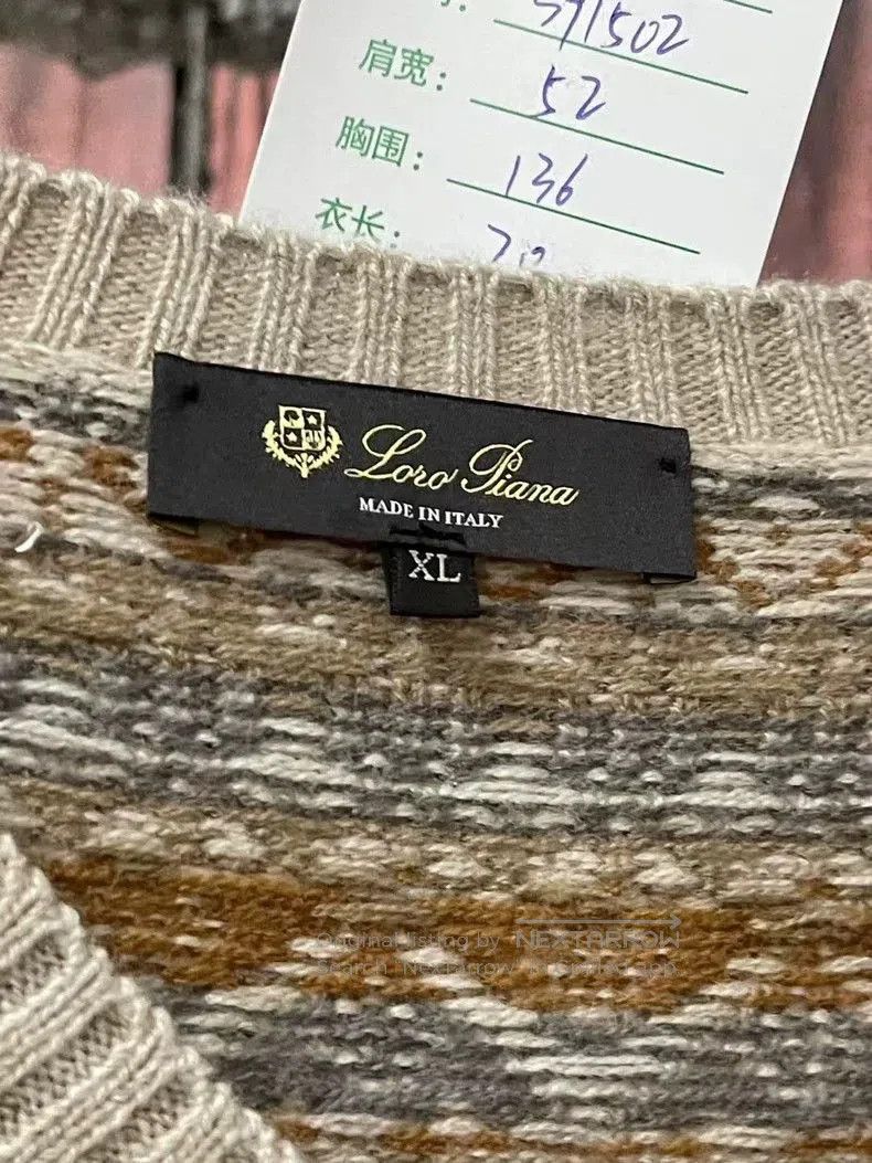 Loro Piana Loro Piana Patterned V-Neck Sweater. Size US XL / EU 56 / 4 - 5 Thumbnail