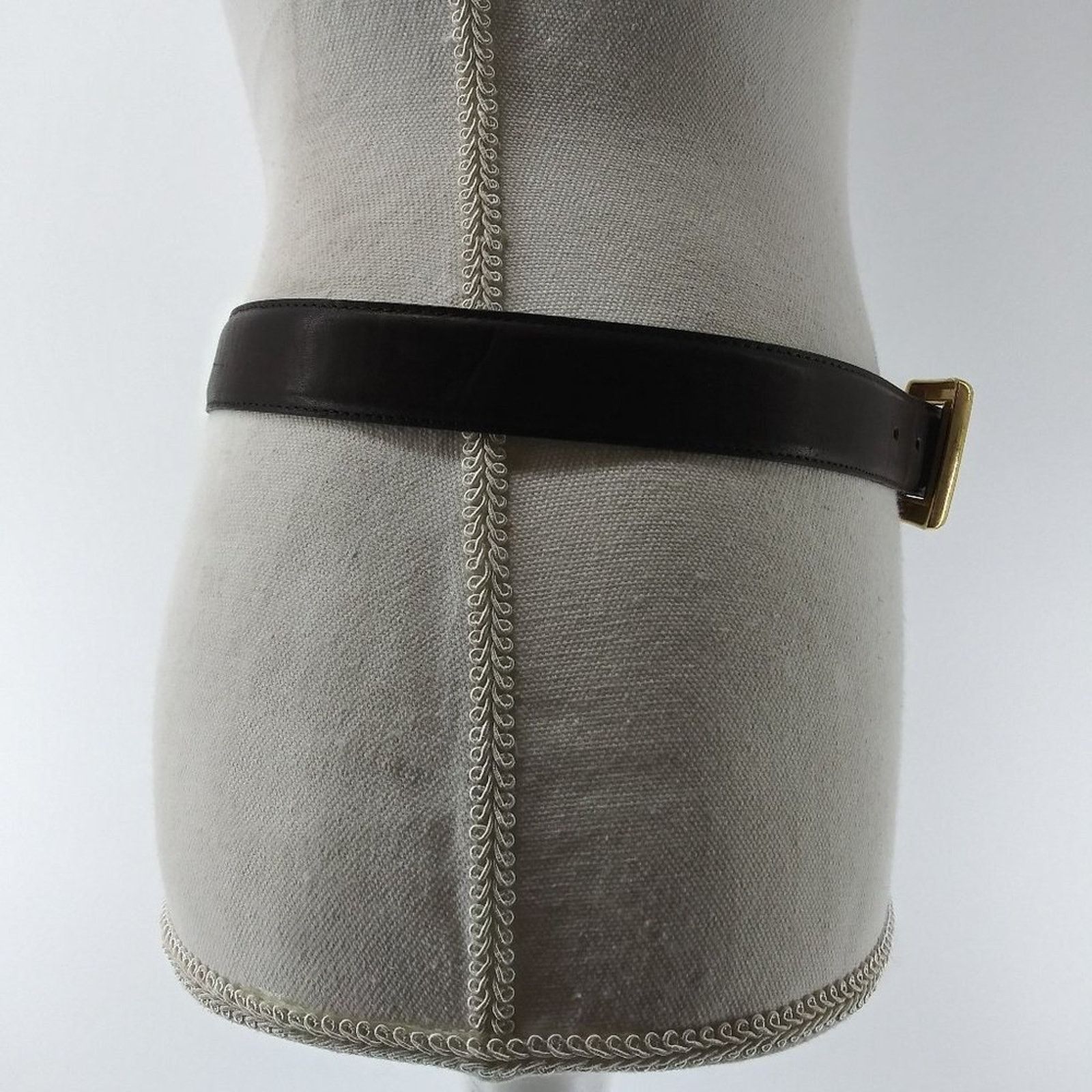 Vintage Women's Brown leather Belt Gold Buckle Anchor Nautical M L Size ONE SIZE - 10 Thumbnail