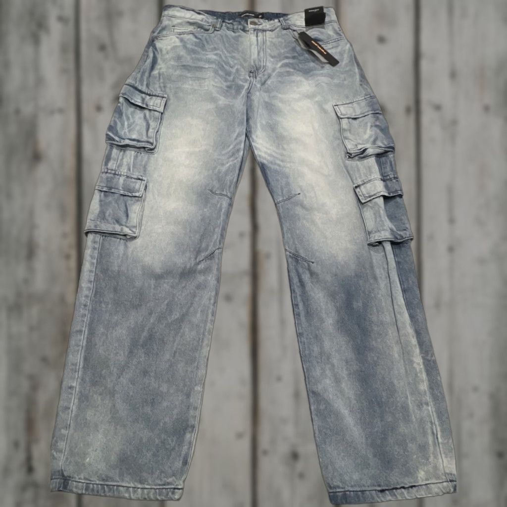 Vintage Pipeline Cargo Jeans Men 38 Relaxed Fit Light Wash Grunge NWT Java? Size US 38 / EU 54 - 1 Thumbnail