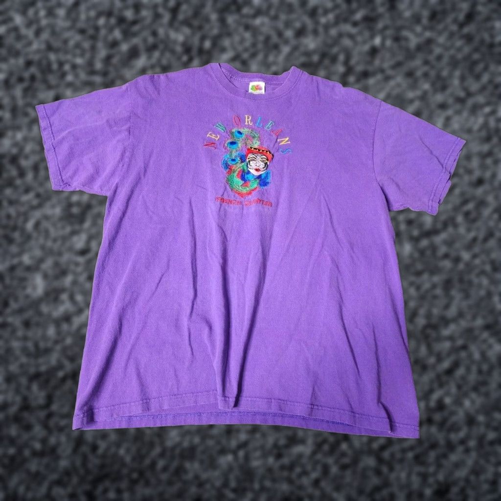Vintage VINTAGE 90s American Vintage Purple Embroidered T-Shirt XL Mens New Orleans French Quarter Streetwear Size US XL / EU 56 / 4 - 1 Thumbnail