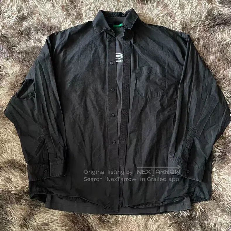 Balenciaga Balenciaga Fake Two-Piece Collar Hole Long Sleeve Shirt Size US S / EU 44-46 / 1 - 1 Thumbnail