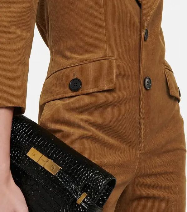 Saint Laurent Paris o1bcso1str1125 Tailored Jumpsuit in Corduroy in Brown Size 30" / US 8 / IT 44 - 5 Thumbnail