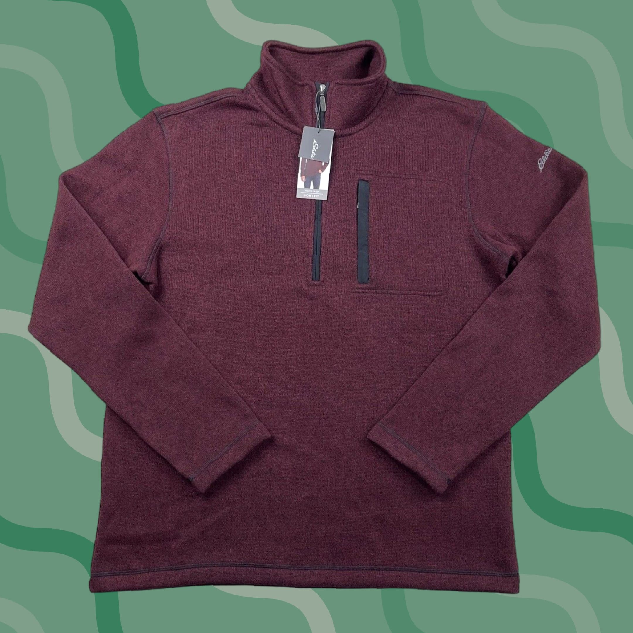 Eddie Bauer Eddie Bauer Mens Sz L Sweater Fleece Pullover Jacket 1/4 Zip Maroon Size US L / EU 52-54 / 3 - 1 Thumbnail