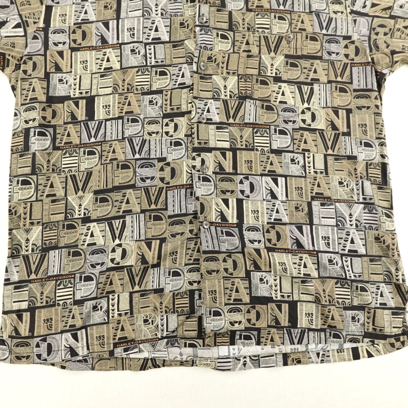 Harley Davidson VINTAGE Harley-Davidson Shirt Mens Large Short Sleeve Button Up Motorcycle Biker USA Retro Geometric 90s Size US L / EU 52-54 / 3 - 4 Thumbnail