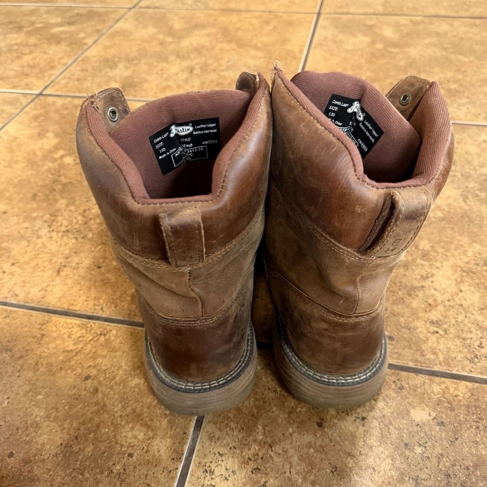 Justin Boots Justin Workboots Rush 8 Inch Size 13 D Safety Toe Mens Brown Leather SE468 EUC Boots Size US 13 / EU 46 - 4 Thumbnail