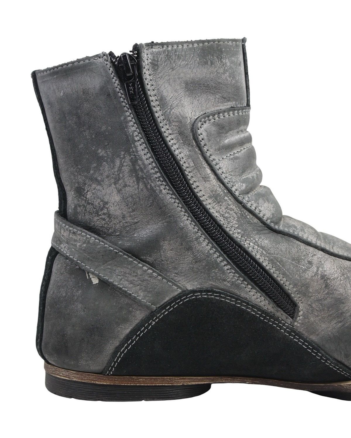 Japanese Brand 2000S ALDO DISTRESSED GRAY & GREEN LEATHER ANKLE BOOTS Size US 10 / EU 43 - 6 Thumbnail