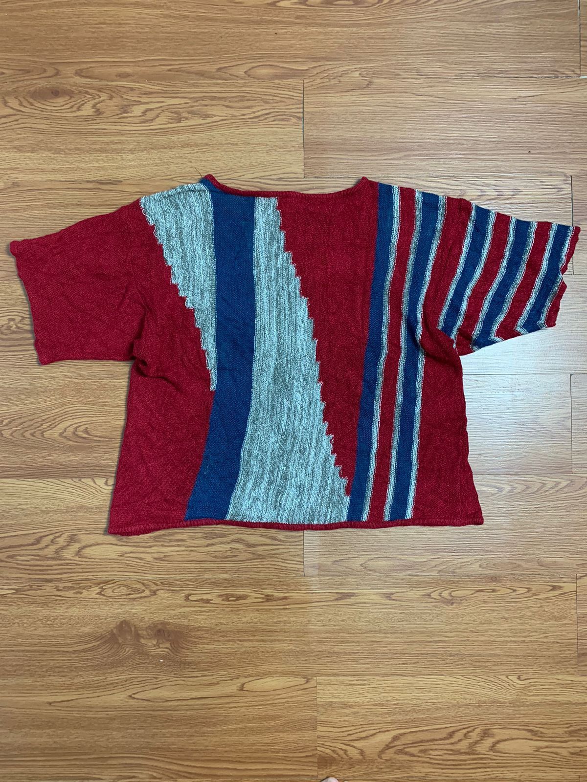 Issey Miyake 70/80s Issey Miyake Patterned Short Sleeve Knitwear Size US M / EU 48-50 / 2 - 5 Thumbnail