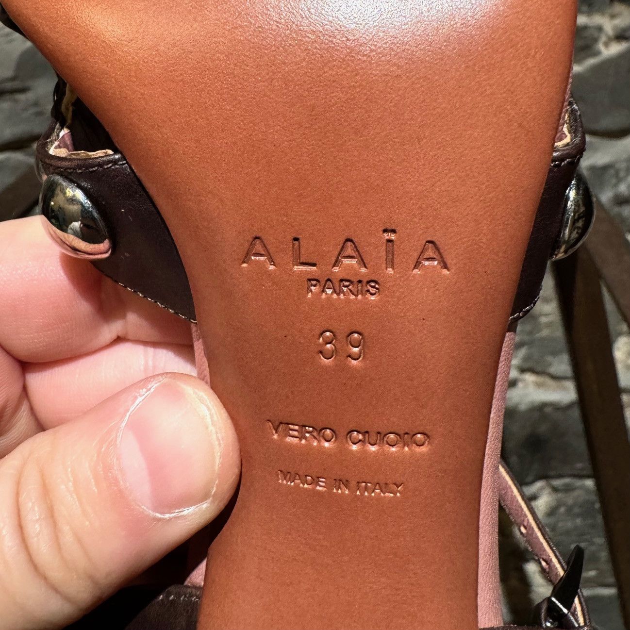 Alaia Alaïa Brown Studded Embellished Heeled Sandals Size US 9 / IT 39 - 9 Thumbnail