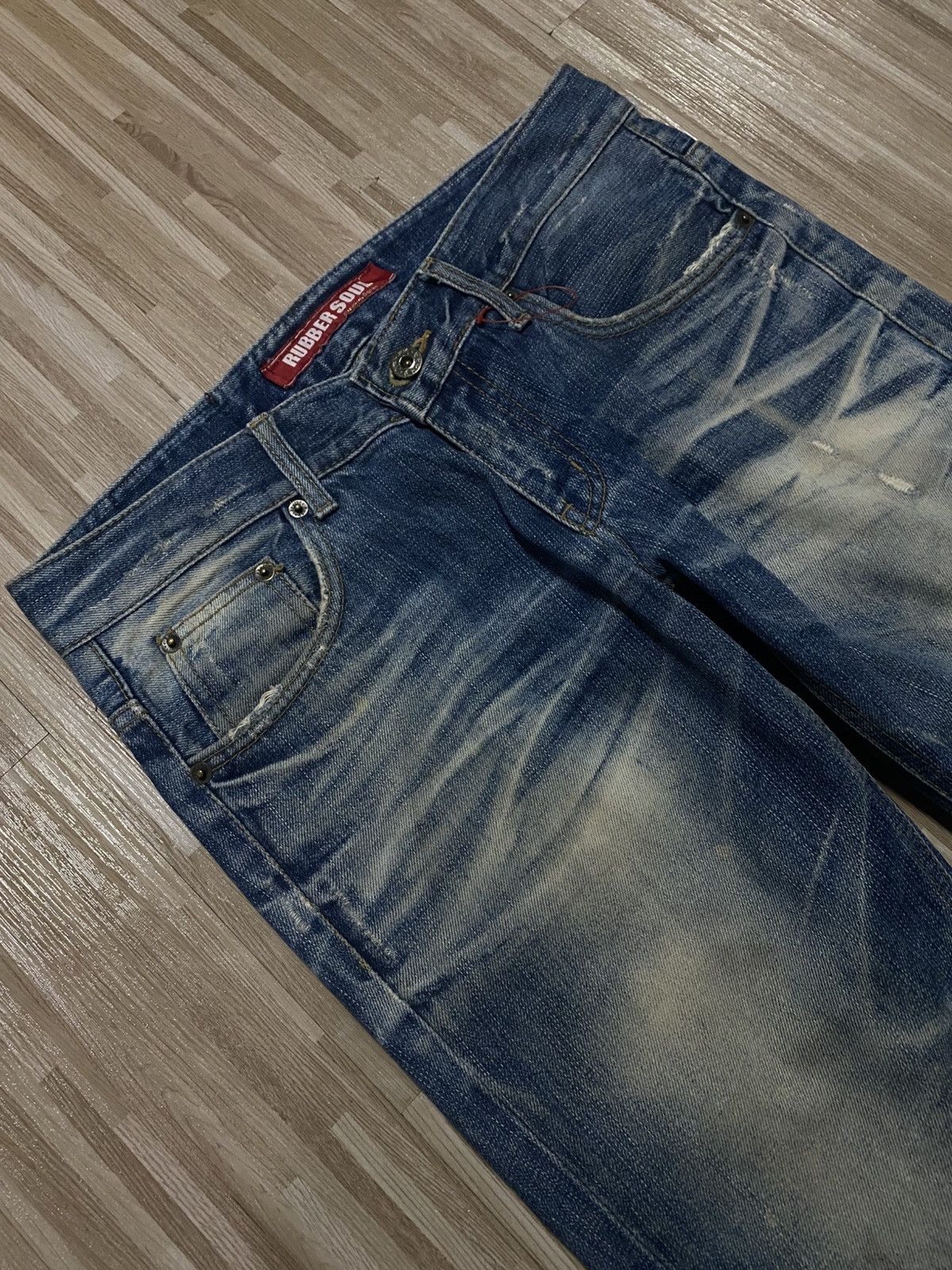 Japanese Brand × Vintage 💥FLARED💥INSANE RUSTY MUDWASH RUBBER SOUL💥 Size US 31 - 3 Thumbnail