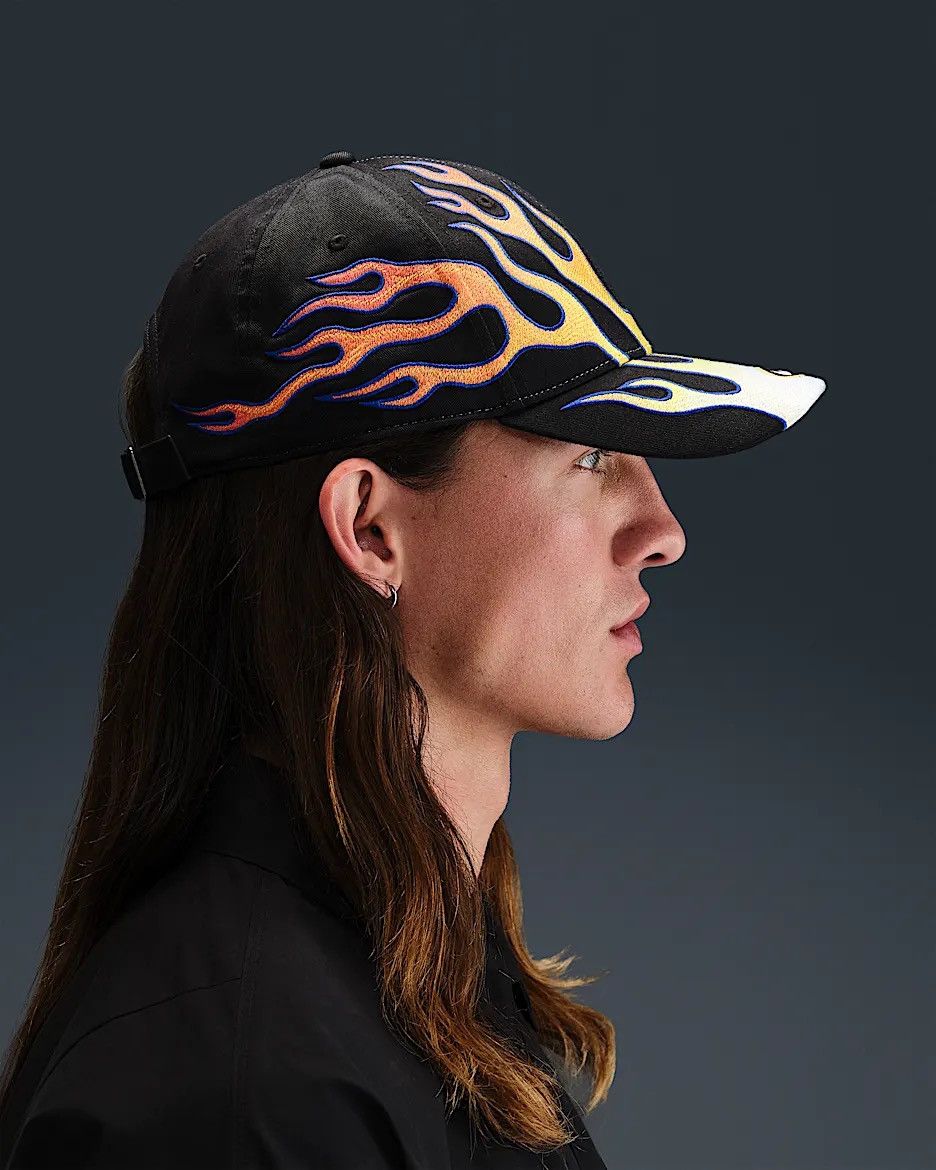 Nike 🔥 Nike Club Cap Structured OG Flame Cap Black Red M/L Size ONE SIZE - 2 Thumbnail