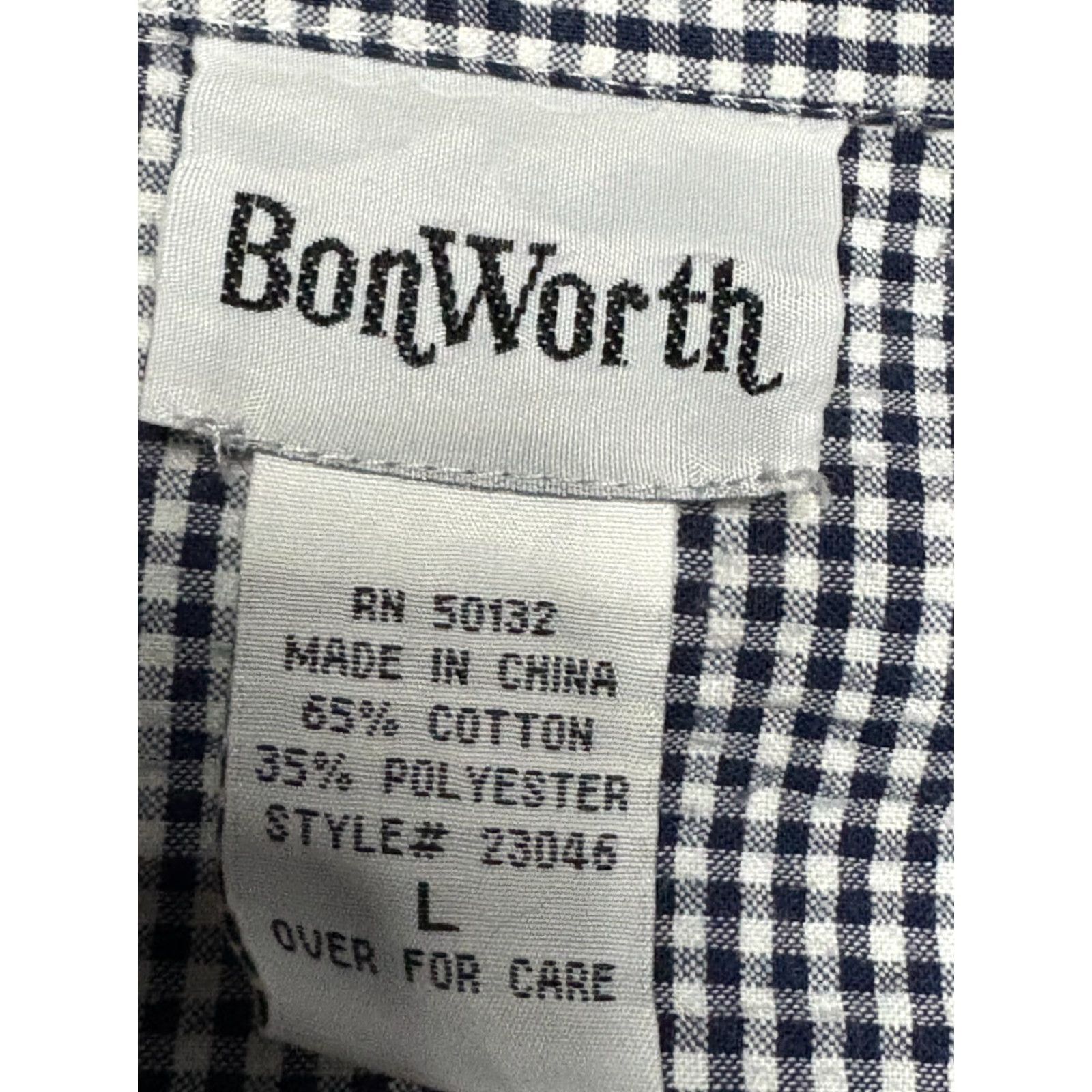 Vintage BON WORTH Top Womens Large L Blue Nautical Button Up Short Sleeve Embordered Shirt Size L / US 10 / IT 46 - 3 Thumbnail