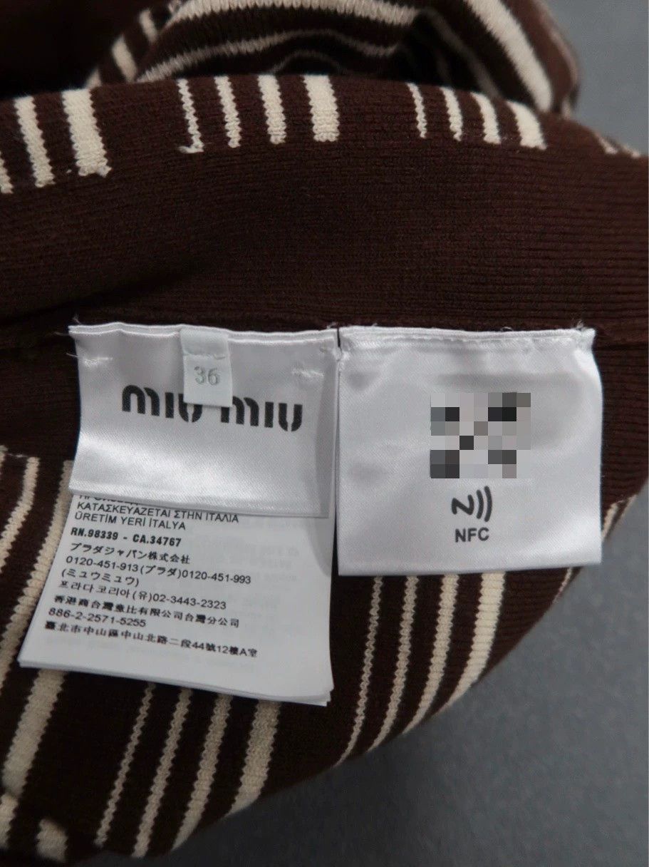 Miu Miu MIU MIU SS23 Knit Striped Logo Polo Shirt Tobacco Size XS / US 0-2 / IT 36-38 - 4 Thumbnail