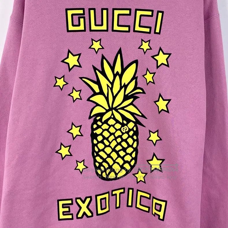Gucci Gucci Pink pineapple letter printed cotton round-neck long Size XS / US 0-2 / IT 36-38 - 4 Thumbnail