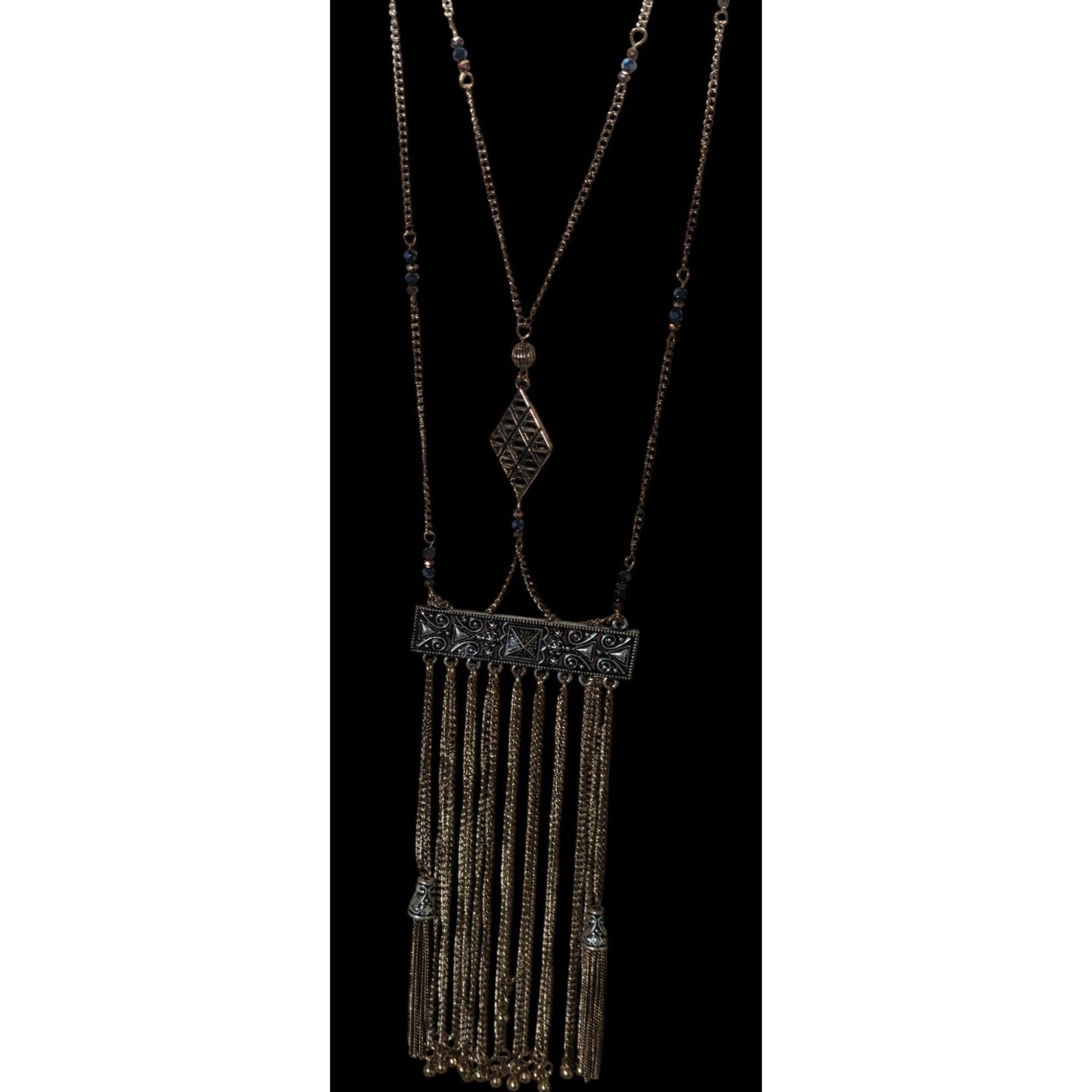 Other Vintage Bohemian Long Fringe Necklace With Intricate Metalwo Size ONE SIZE - 4 Thumbnail
