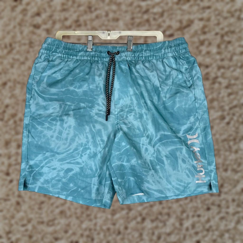 Hurley Hurley Swim Trunks Mens XL Blue Water Pattern Lined Elastic Waist Board Shorts Size US 36 / EU 52 - 1 Thumbnail