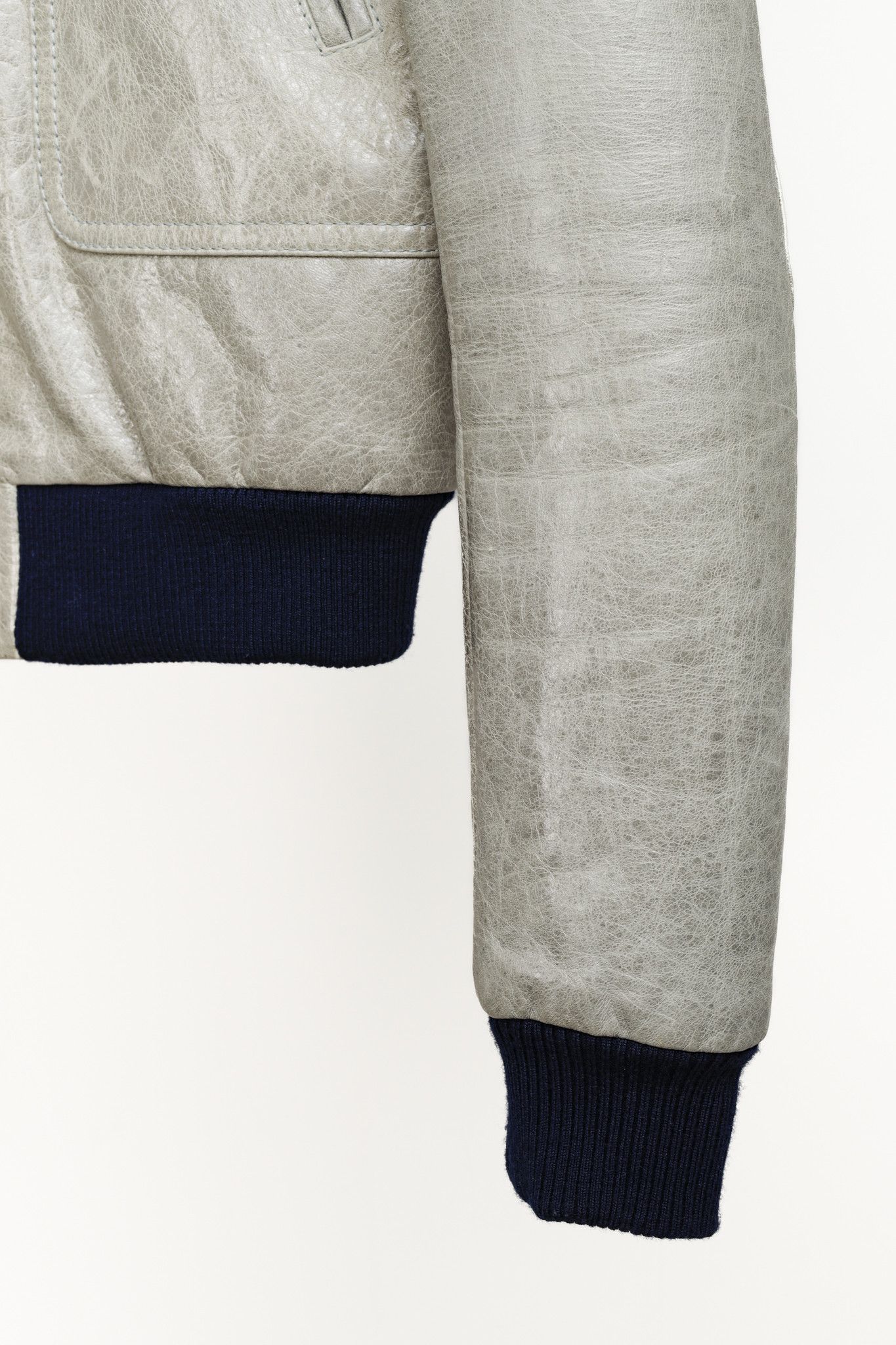 Balenciaga Balenciaga 2008 Arena Goat Leather Grey Navy Zip Bomber Size M / US 6-8 / IT 42-44 - 6 Thumbnail